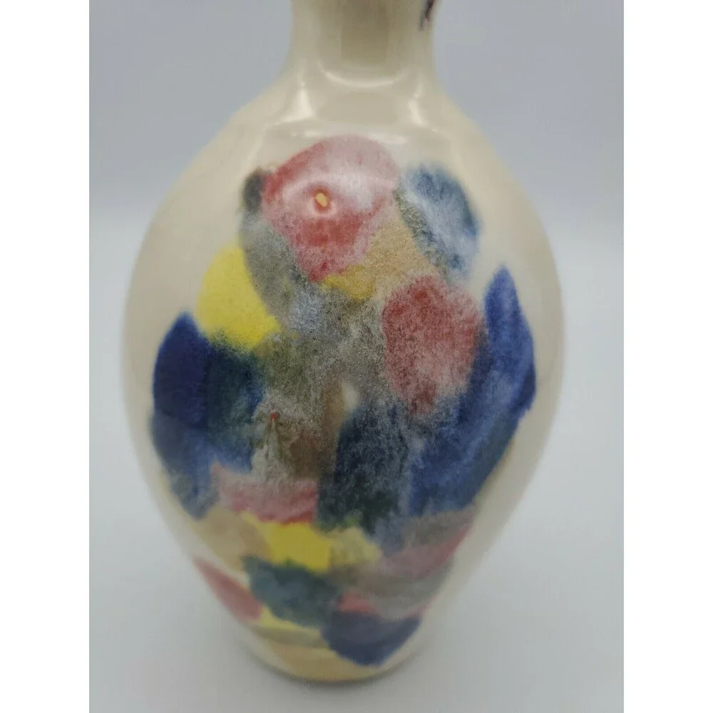 JWC Pottery Vase Multi-Colored Glaze Marked J.W.C. Beautiful!!! Colorful!!